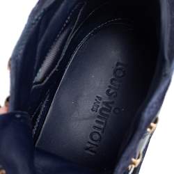 Louis Vuitton Blue Patent Leather, Suede And Mesh Cliff Top Sneakers Size 37