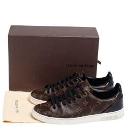 Louis Vuitton Black/Brown Monogram Canvas And Patent Leather Frontrow Low Top Sneakers Size 39