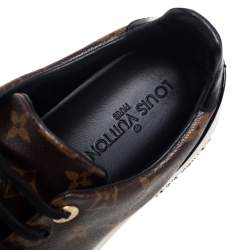 Louis Vuitton Black/Brown Monogram Canvas And Patent Leather Frontrow Low Top Sneakers Size 39