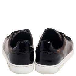 Louis Vuitton Black/Brown Monogram Canvas And Patent Leather Frontrow Low Top Sneakers Size 39