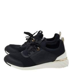Pre Owned Louis Vuitton Black/White Monogram Leather, Fabric, And Mesh Aftergame Low-Top Sneakers Size 39
