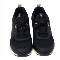 Pre Owned Louis Vuitton Black/White Monogram Leather, Fabric, And Mesh Aftergame Low-Top Sneakers Size 39