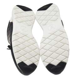 Pre Owned Louis Vuitton Black/White Monogram Leather, Fabric, And Mesh Aftergame Low-Top Sneakers Size 39