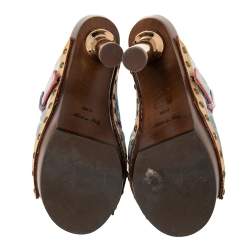 Pre Owned Louis Vuitton Blue Denim Monogram Rosa Mules Size 39.5