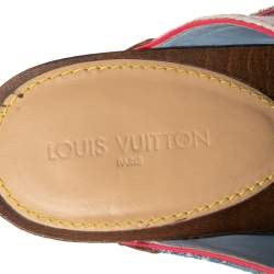 Pre Owned Louis Vuitton Blue Denim Monogram Rosa Mules Size 39.5