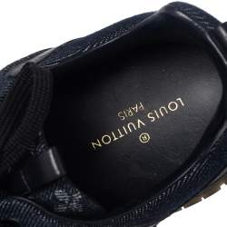  Louis Vuitton Navy Blue Monogram Denim and Leather Run Away Sneakers Size 38