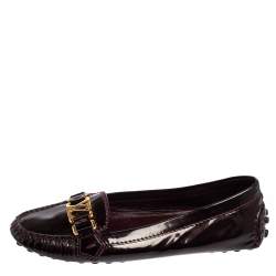 Pre Owned حذاء لوفرز لوي فيتون سليب أون جلد لامع ع نابي مقاس 37