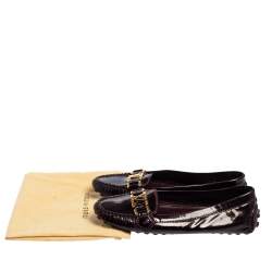 Pre Owned حذاء لوفرز لوي فيتون سليب أون جلد لامع عنابي مقاس 37