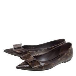 Pre Owned Louis Vuitton Monogram Canvas Louise Bow Pointed Flats Size 39