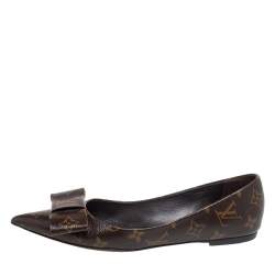 Pre Owned Louis Vuitton Monogram Canvas Louise Bow Pointed Flats Size 39