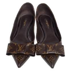 Pre Owned Louis Vuitton Monogram Canvas Louise Bow Pointed Flats Size 39