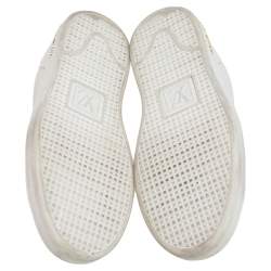 Pre Owned Louis Vuitton White Leather Frontrow Logo Embellished Lace Up Sneakers Size 37.5