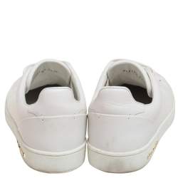 Pre Owned Louis Vuitton White Leather Frontrow Logo Embellished Lace Up Sneakers Size 37.5