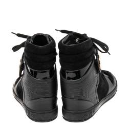 Louis Vuitton Black Epi Leather And Suede Postmark Sneakers 37.5