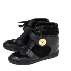 Louis Vuitton Black Epi Leather And Suede Postmark Sneakers 37.5