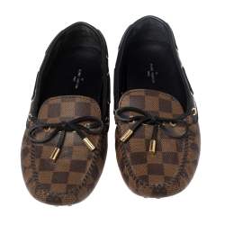 Pre Owned Louis Vuitton Damier Ebene Gloria Flat Loafers Size 38