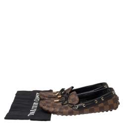 Pre Owned Louis Vuitton Damier Ebene Gloria Flat Loafers Size 38