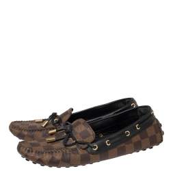 Pre Owned Louis Vuitton Damier Ebene Gloria Flat Loafers Size 38