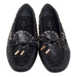 Pre Owned حذاء لوفرز لوي فيتون غلوريا جلد مونوغرامي أسود مقاس 36