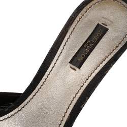 مملوكة مسبقًا Louis Vuitton Brown Monogram Canvas And Patent Leather Slide Mule Sandals Size 40