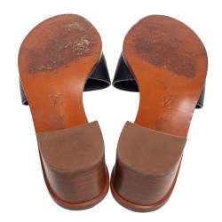 مملوكة مسبقًا Louis Vuitton Black Leather Lock It Mule Sandals Size 37