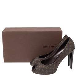 Louis Vuitton Brown Monogram Idylle Canvas And Leather Romance Peep Toe Pumps Size 37