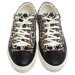 Pre Owned Louis Vuitton Black/White Monogram Jacquard Canvas Stellar Low Top Sneakers Size 35