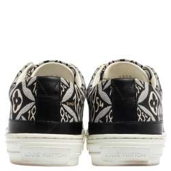 Pre Owned Louis Vuitton Black/White Monogram Jacquard Canvas Stellar Low Top Sneakers Size 35