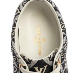 Pre Owned Louis Vuitton Black/White Monogram Jacquard Canvas Stellar Low Top Sneakers Size 35