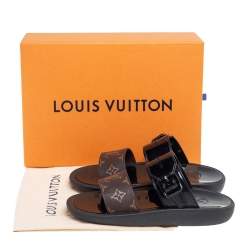 Pre Owned صندل فلات لوي فيتون صنباث مطاط أسود/بني مزين إبزيم  مقاس 38