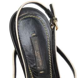 Pre Owned Louis Vuitton Black Leather Strappy  Sandals Size 40
