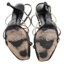 Pre Owned Louis Vuitton Black Leather Strappy  Sandals Size 40