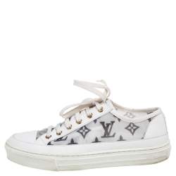 Louis Vuitton White Monogram Mesh And Leather Stellar Lace Up Sneakers Size  35 Louis Vuitton