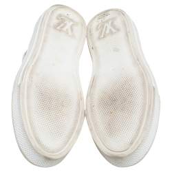 Pre Owned حذاء رياضي لوي فيتون ستيلار جلد و شبك مونوغرامي أبيض رباط علوي مقاس 35