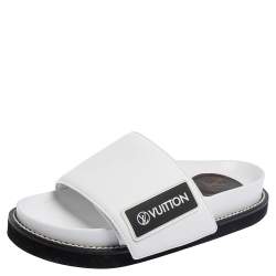 Louis Vuitton White Leather Sunset Velcro Slide Sandals Size 36 Louis  Vuitton