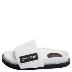 Louis Vuitton White Leather Sunset Velcro Slide Sandals Size 36