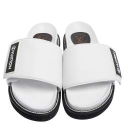 Louis Vuitton White Leather Sunset Velcro Slide Sandals Size 36