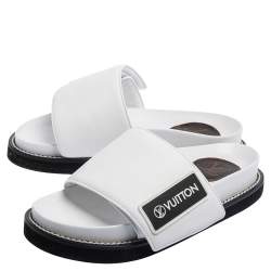 Louis Vuitton White Leather Sunset Velcro Slide Sandals Size 36