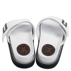 Louis Vuitton White Leather Sunset Velcro Slide Sandals Size 36