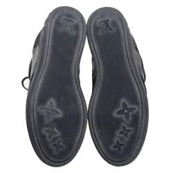 Louis Vuitton Black Leather And Embossed Monogram Suede Millenium Wedge Sneakers Size 39.5