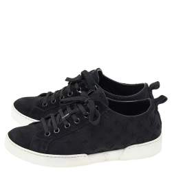 Louis Vuitton Black Monogram Fabric and Suede Slip on Sneakers Size 35