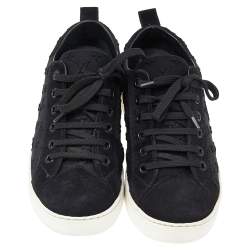 Louis Vuitton Black Monogram Fabric and Suede Slip on Sneakers Size 35