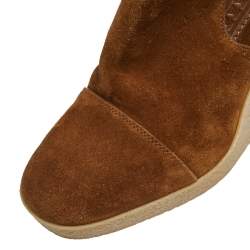 مملوكة مسبقًا حذاء بوت كاحل لوي فيتون كعب روكي سويدي بني مقاس 37