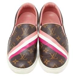 Pre Owned Louis Vuitton Monogram Coated Canvas Slip on Sneakers Size 36.5