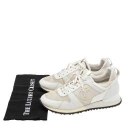 مملوكة مسبقًا Louis Vuitton White Mesh And Leather Run Away Low Top Sneakers Size 40