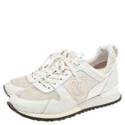 مملوكة مسبقًا Louis Vuitton White Mesh And Leather Run Away Low Top Sneakers Size 40