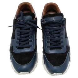 مملوكة مسبقًا Louis Vuitton Blue Suede and Leather Run Away Sneakers Size 40