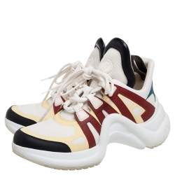 مملوكة مسبقًا حذاء رياضي لوي فيتون أرشلايت شبك وجلد متعدد الألوان عنق منخفض مقاس 38.5  