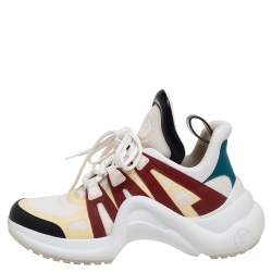 مملوكة مسبقًا حذاء رياضي لوي فيتون أرشلايت شبك وجلد متعدد الألوان عنق منخفض مقاس 38.5  