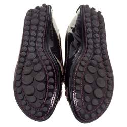 Pre Owned حذاء فلات باليه أكسفورد لوي فيتون جلد لامع عنابي مقاس 37